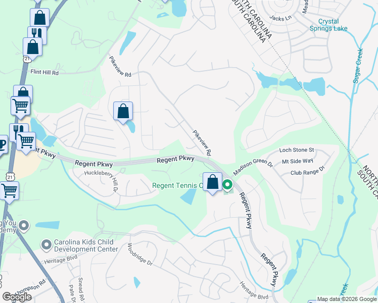 map of restaurants, bars, coffee shops, grocery stores, and more near 619 Samet Street in Fort Mill