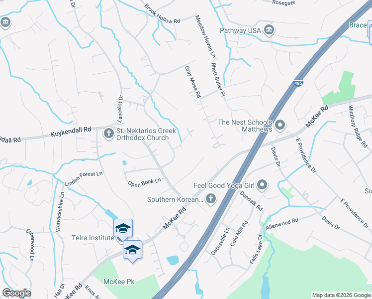 map of restaurants, bars, coffee shops, grocery stores, and more near 3347 Mill Race Road in Charlotte