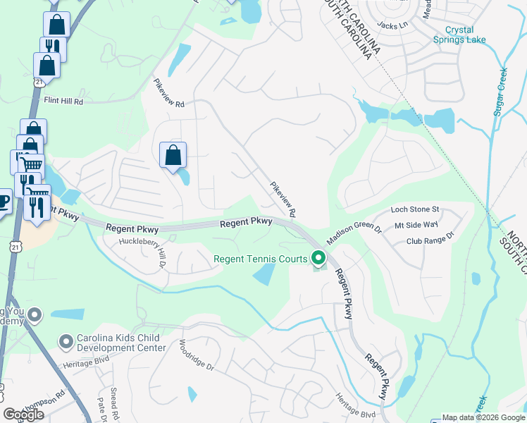 map of restaurants, bars, coffee shops, grocery stores, and more near 619 Samet Street in Fort Mill