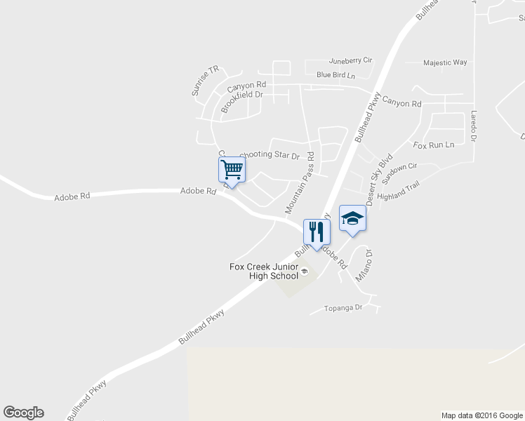 map of restaurants, bars, coffee shops, grocery stores, and more near 2310 Silverthorne Drive in Bullhead City