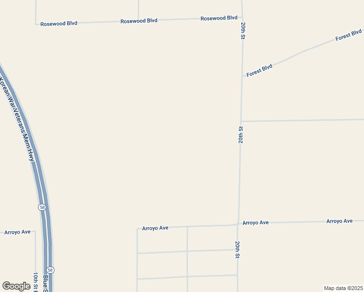 map of restaurants, bars, coffee shops, grocery stores, and more near 20th Street in Mojave