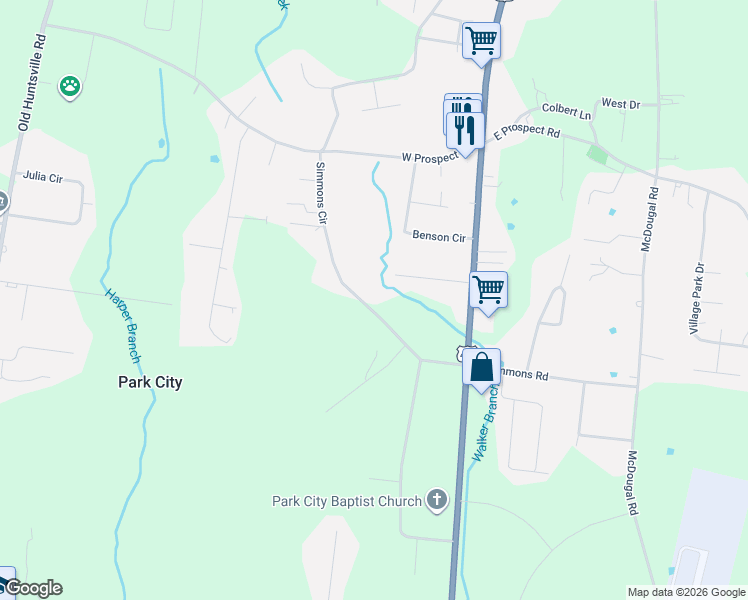 map of restaurants, bars, coffee shops, grocery stores, and more near 148 Simmons Circle in Fayetteville