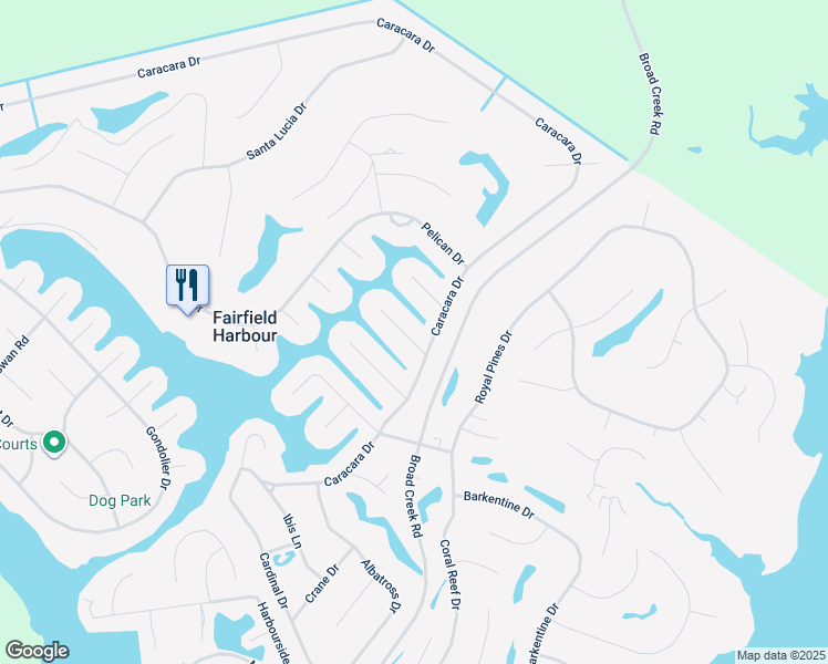 map of restaurants, bars, coffee shops, grocery stores, and more near 6117 Cutlass Court in New Bern