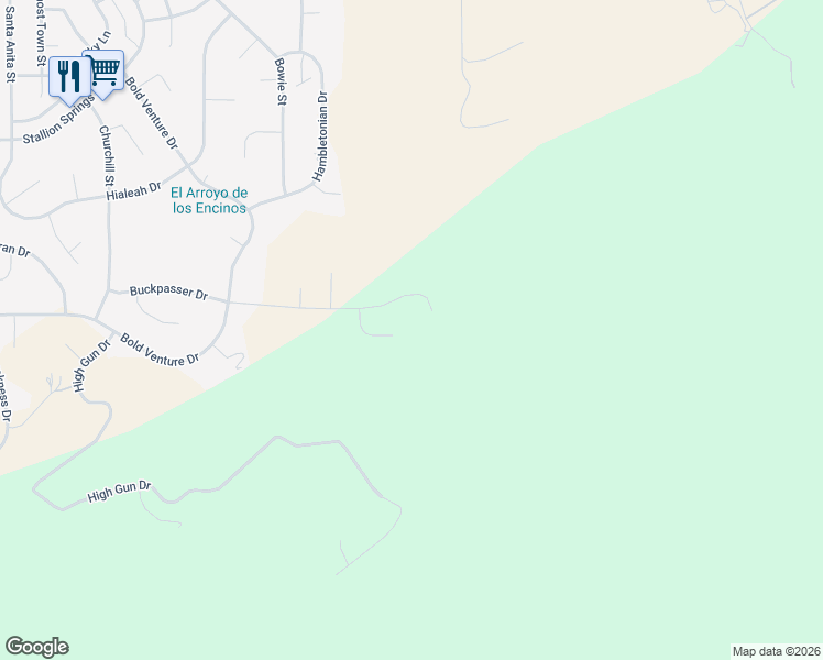 map of restaurants, bars, coffee shops, grocery stores, and more near 27000 Buckpasser Drive in Tehachapi
