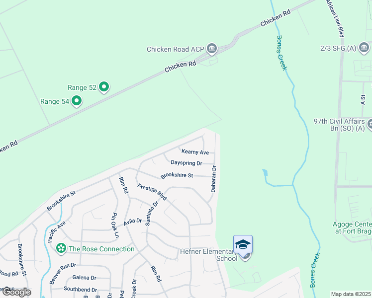 map of restaurants, bars, coffee shops, grocery stores, and more near 7140 Kearny Avenue in Fayetteville