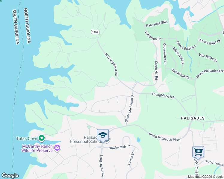 map of restaurants, bars, coffee shops, grocery stores, and more near 17810 Pawleys Plantation Lane in Charlotte