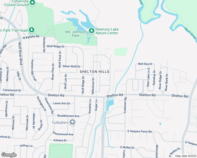 map of restaurants, bars, coffee shops, grocery stores, and more near 1361 Milestone Circle in Collierville