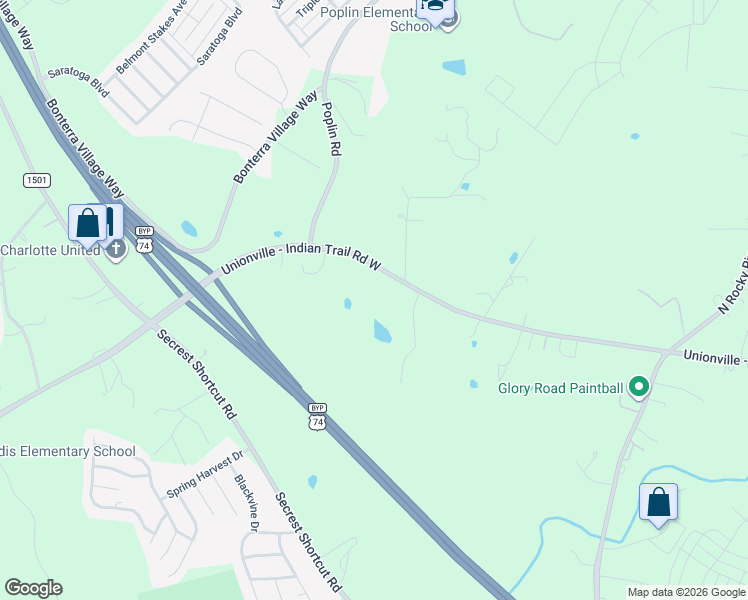 map of restaurants, bars, coffee shops, grocery stores, and more near 2831 Unionville Indian Trail Road West in Indian Trail