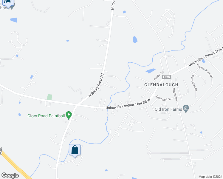 map of restaurants, bars, coffee shops, grocery stores, and more near 4414 North Rocky River Road in Indian Trail