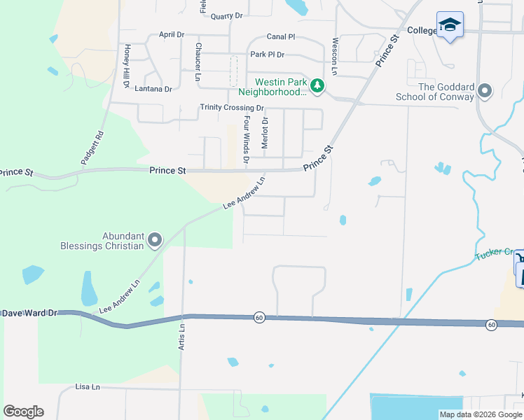 map of restaurants, bars, coffee shops, grocery stores, and more near 4945 Longwall Drive in Conway