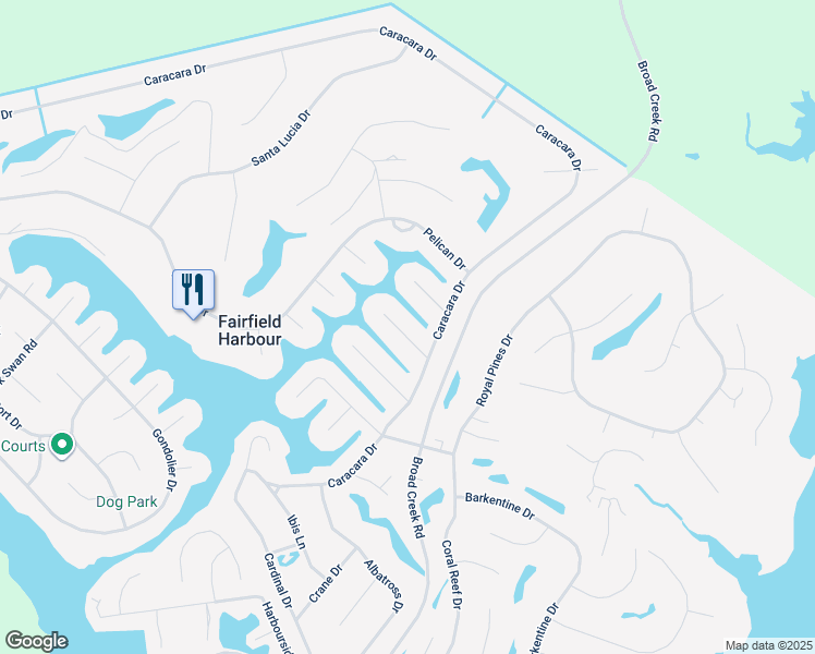 map of restaurants, bars, coffee shops, grocery stores, and more near 6113 Cutlass Court in New Bern