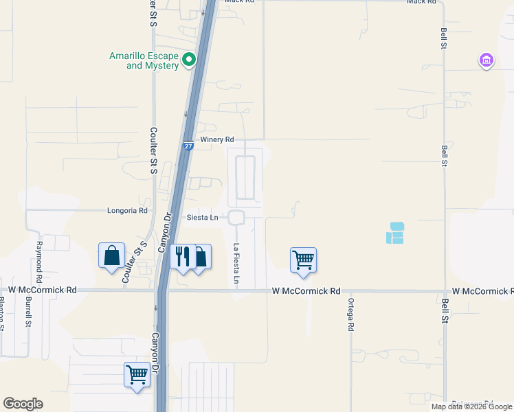 map of restaurants, bars, coffee shops, grocery stores, and more near 136 Loma Linda Lane in Amarillo