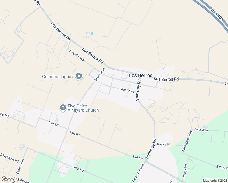 map of restaurants, bars, coffee shops, grocery stores, and more near 1841 Grant Avenue in Arroyo Grande