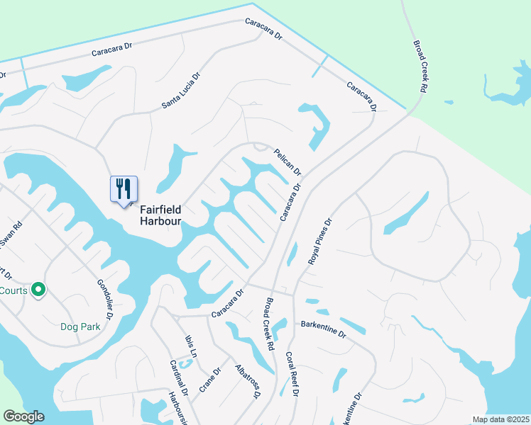map of restaurants, bars, coffee shops, grocery stores, and more near 6113 Cutlass Court in New Bern