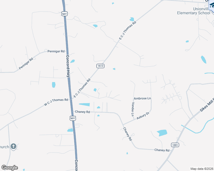 map of restaurants, bars, coffee shops, grocery stores, and more near 122 East C J Thomas Road in Monroe