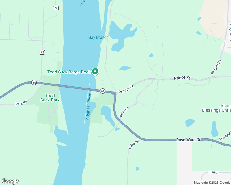 map of restaurants, bars, coffee shops, grocery stores, and more near Arkansas River Trail in Conway