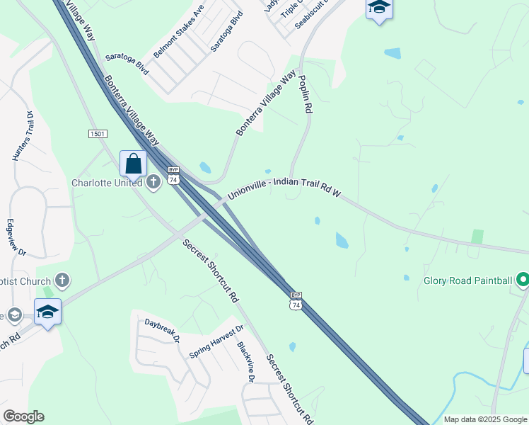 map of restaurants, bars, coffee shops, grocery stores, and more near 3021 Unionville Indian Trail Road West in Indian Trail