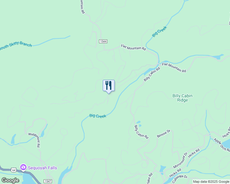 map of restaurants, bars, coffee shops, grocery stores, and more near 242 Skyline Lodge Road in Highlands