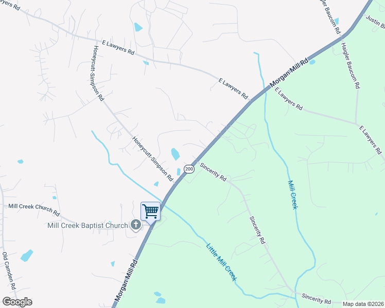 map of restaurants, bars, coffee shops, grocery stores, and more near 5811 Morgan Mill Road in Monroe