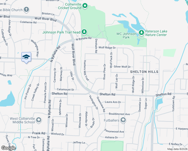 map of restaurants, bars, coffee shops, grocery stores, and more near 473 Canter Gait Lane in Collierville