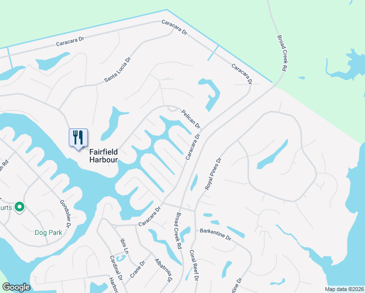 map of restaurants, bars, coffee shops, grocery stores, and more near 6113 Schooner Court in New Bern