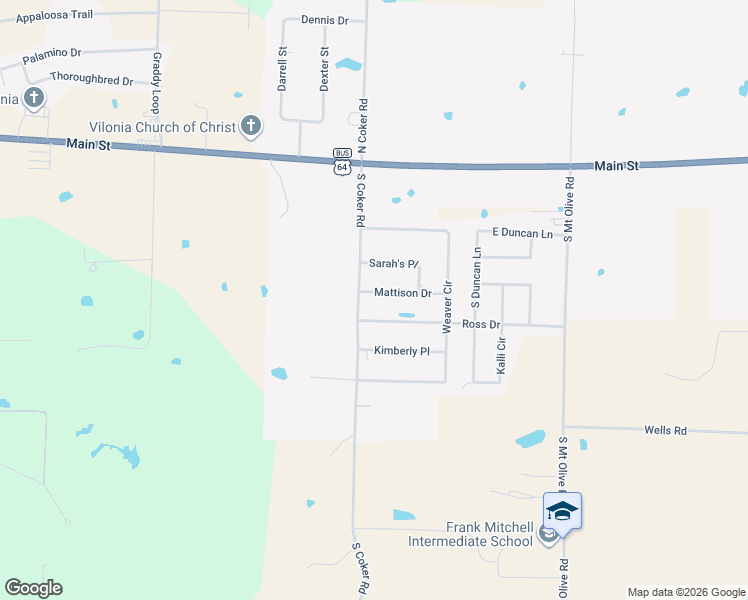 map of restaurants, bars, coffee shops, grocery stores, and more near 3 Mattison Drive in Vilonia