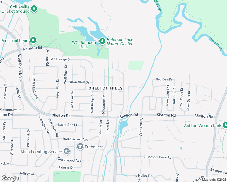 map of restaurants, bars, coffee shops, grocery stores, and more near 1395 Milestone Circle in Collierville