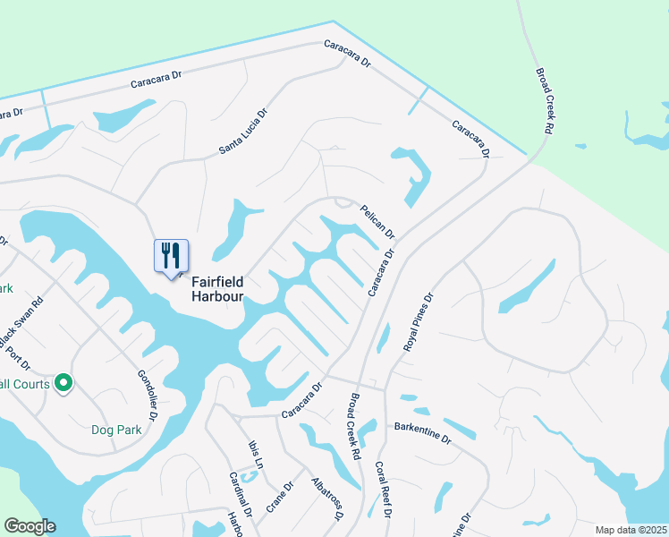 map of restaurants, bars, coffee shops, grocery stores, and more near 6105 Cutlass Court in New Bern