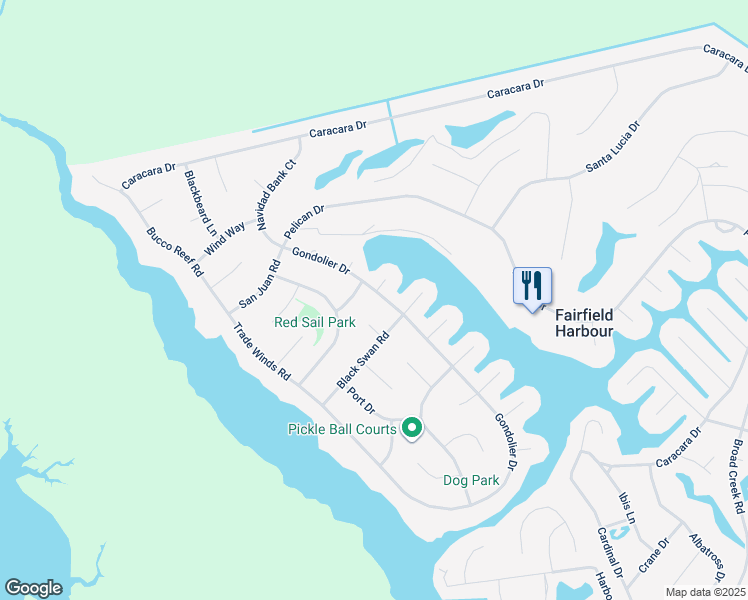 map of restaurants, bars, coffee shops, grocery stores, and more near 6209 Gondolier Drive in New Bern