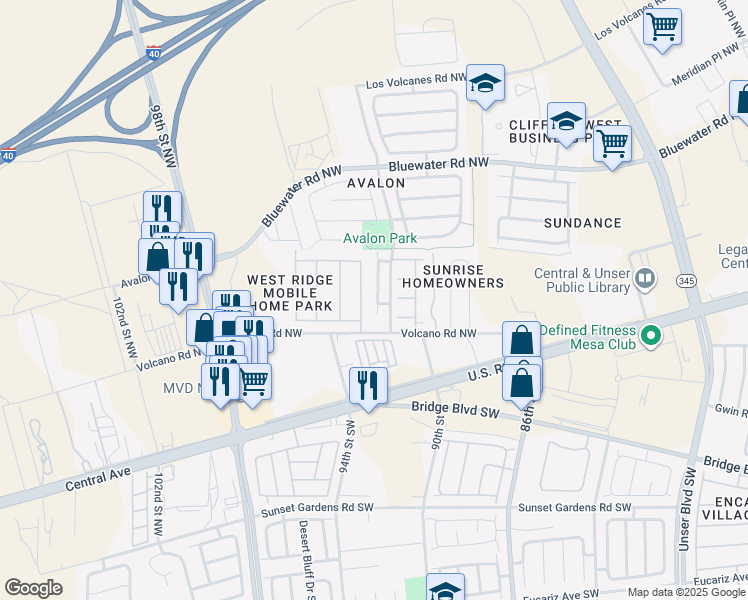 map of restaurants, bars, coffee shops, grocery stores, and more near 315 West Bluff Street Northwest in Albuquerque