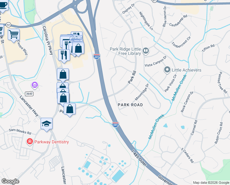 map of restaurants, bars, coffee shops, grocery stores, and more near in Charlotte