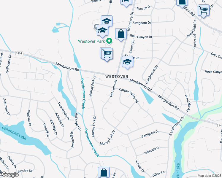 map of restaurants, bars, coffee shops, grocery stores, and more near 206 Old Farm Road in Fayetteville