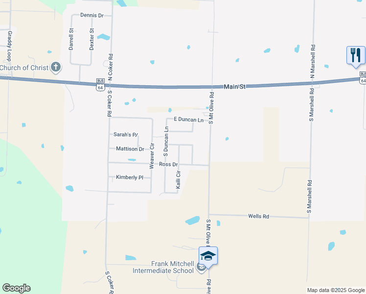map of restaurants, bars, coffee shops, grocery stores, and more near 8 Abbie Dr in Vilonia