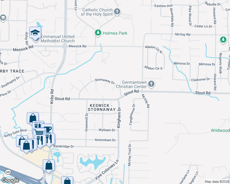 map of restaurants, bars, coffee shops, grocery stores, and more near 2606 Lanrick Cove in Memphis