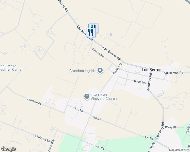 map of restaurants, bars, coffee shops, grocery stores, and more near 246 Norwood Street in Arroyo Grande