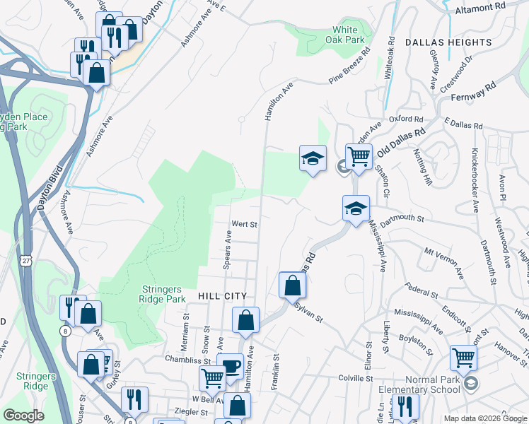 map of restaurants, bars, coffee shops, grocery stores, and more near 101 Devel Lane in Chattanooga