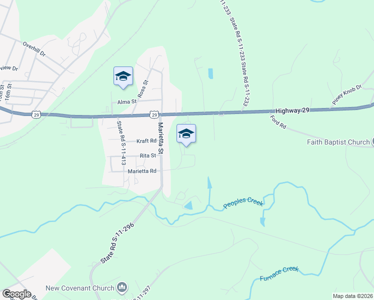 map of restaurants, bars, coffee shops, grocery stores, and more near 3206 Cherokee Avenue in Gaffney