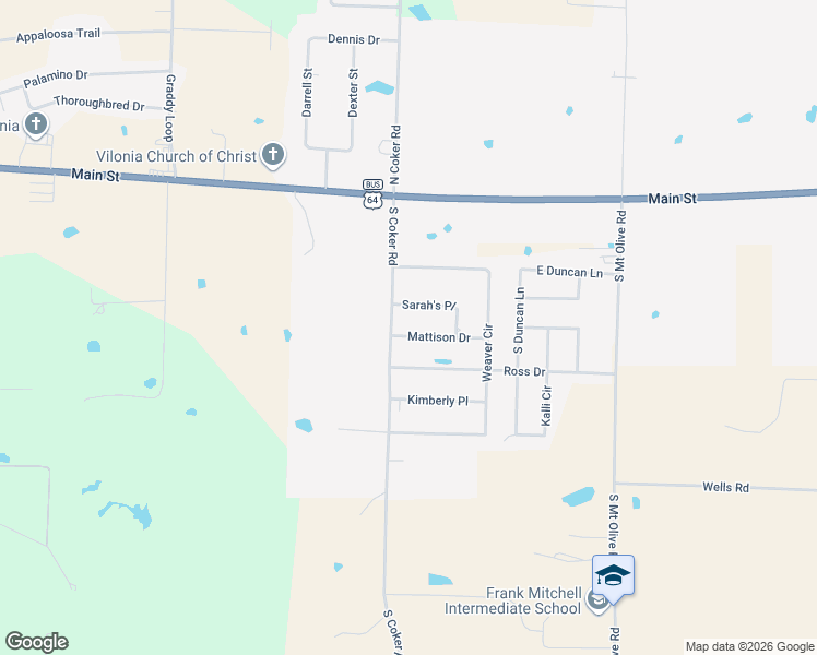 map of restaurants, bars, coffee shops, grocery stores, and more near 3 Mattison Drive in Vilonia
