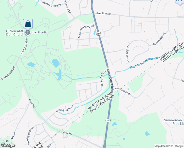 map of restaurants, bars, coffee shops, grocery stores, and more near 16118 Long Talon Way in Charlotte