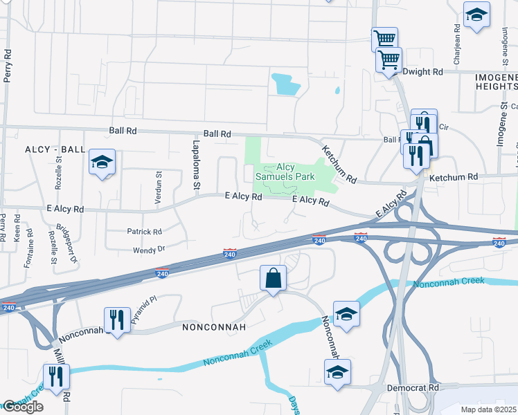 map of restaurants, bars, coffee shops, grocery stores, and more near 2488 West Hillview Drive in Memphis