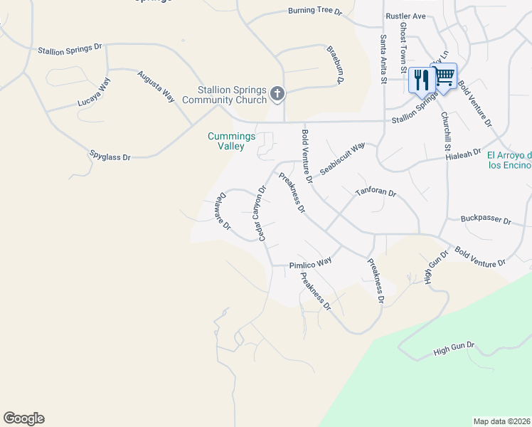 map of restaurants, bars, coffee shops, grocery stores, and more near 28841 Delaware Drive in Tehachapi