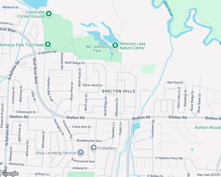 map of restaurants, bars, coffee shops, grocery stores, and more near 244 Vista Ridge Drive in Collierville