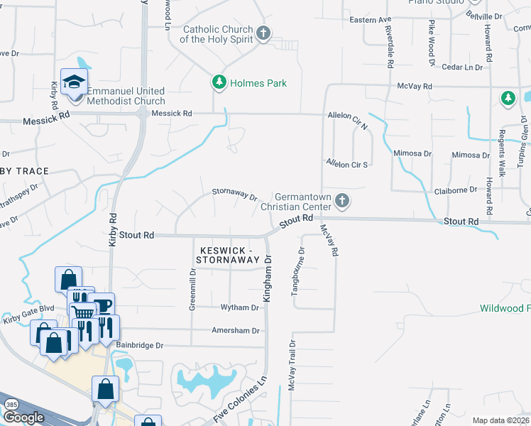 map of restaurants, bars, coffee shops, grocery stores, and more near 2606 Lanrick Cove in Memphis