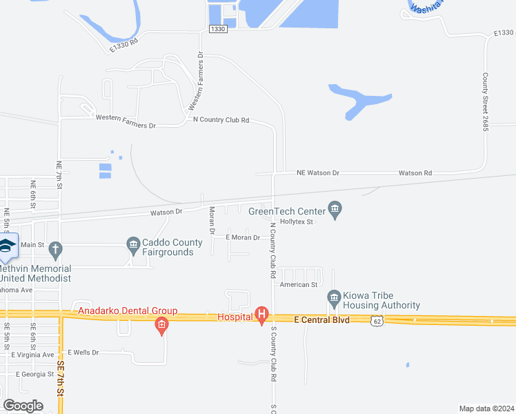 map of restaurants, bars, coffee shops, grocery stores, and more near 4 Watson Drive in Anadarko