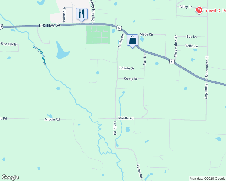 map of restaurants, bars, coffee shops, grocery stores, and more near 50A Leslie Road in Conway