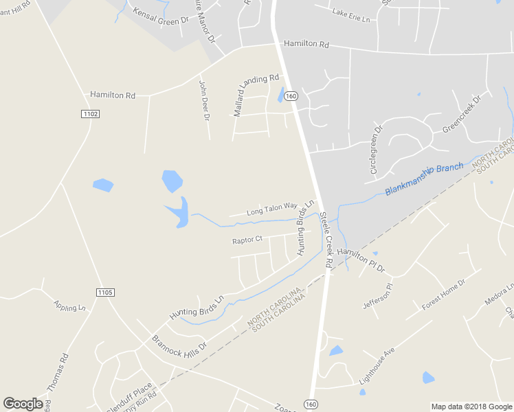 map of restaurants, bars, coffee shops, grocery stores, and more near 16047 Long Talon Way in Charlotte