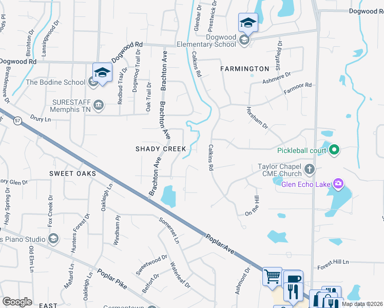 map of restaurants, bars, coffee shops, grocery stores, and more near 8810 Red Maple Cove in Germantown