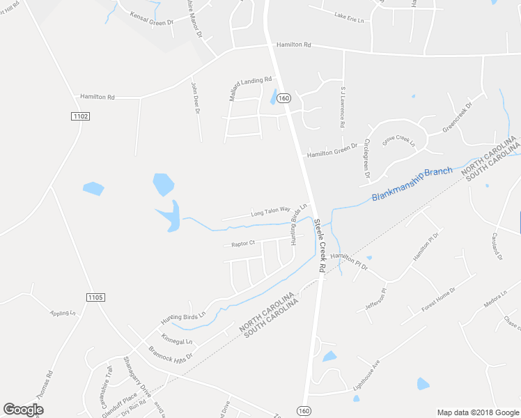 map of restaurants, bars, coffee shops, grocery stores, and more near 16113 Long Talon Way in Charlotte