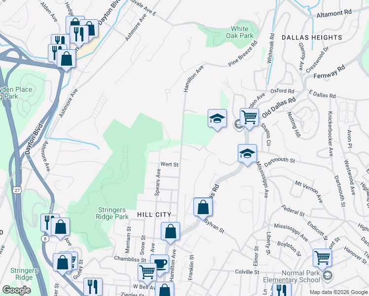 map of restaurants, bars, coffee shops, grocery stores, and more near 1420 Hamilton Avenue in Chattanooga