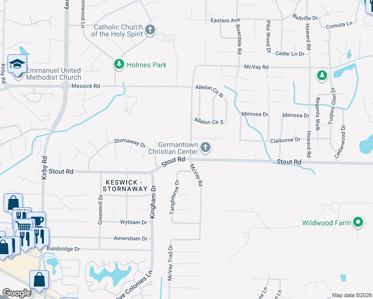 map of restaurants, bars, coffee shops, grocery stores, and more near 6980 Wittenham Cove in Memphis
